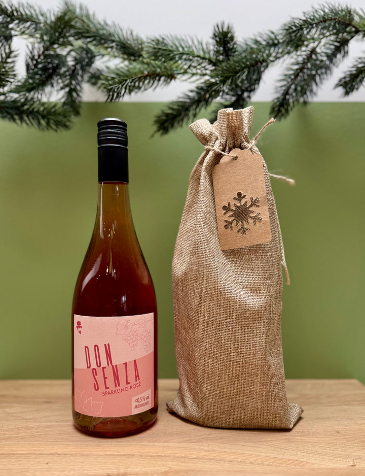 Don Senza Geschenk – Alkoholfreier Sparkling Rosé im Weihnachts-Jutesack