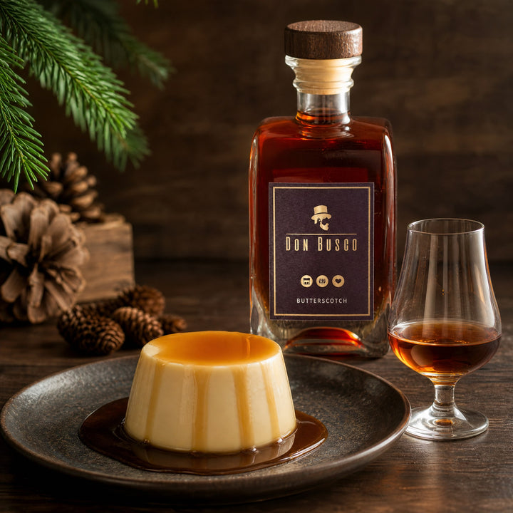 Don Busco zum Dessert mit Karamellpudding und Nosing-Glas
