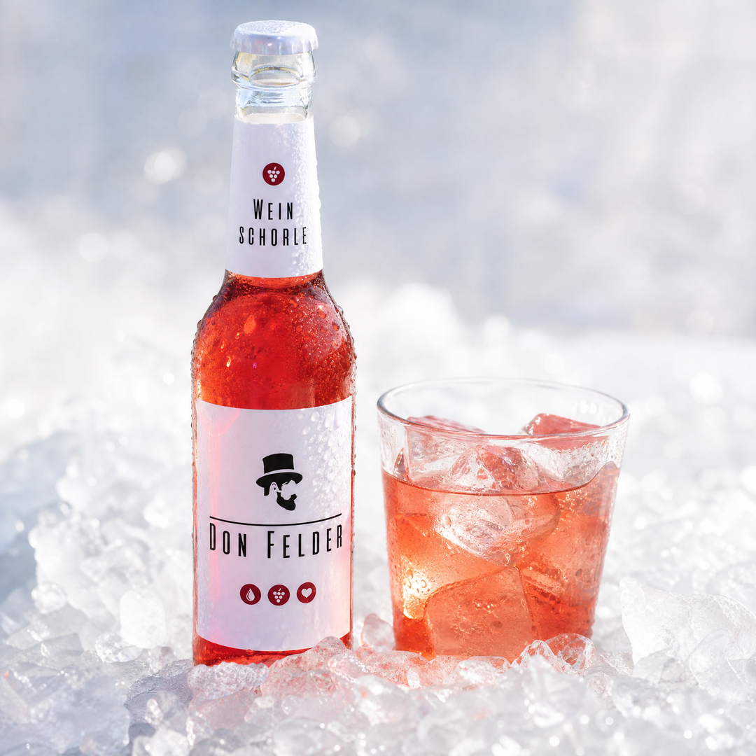 Don Felder Weinschorle eiskalt mit Glas auf Eis