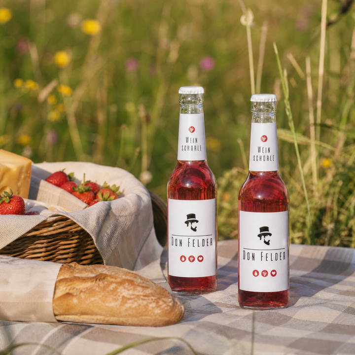 Don Felder Weinschorle beim Picknick auf der Wiese