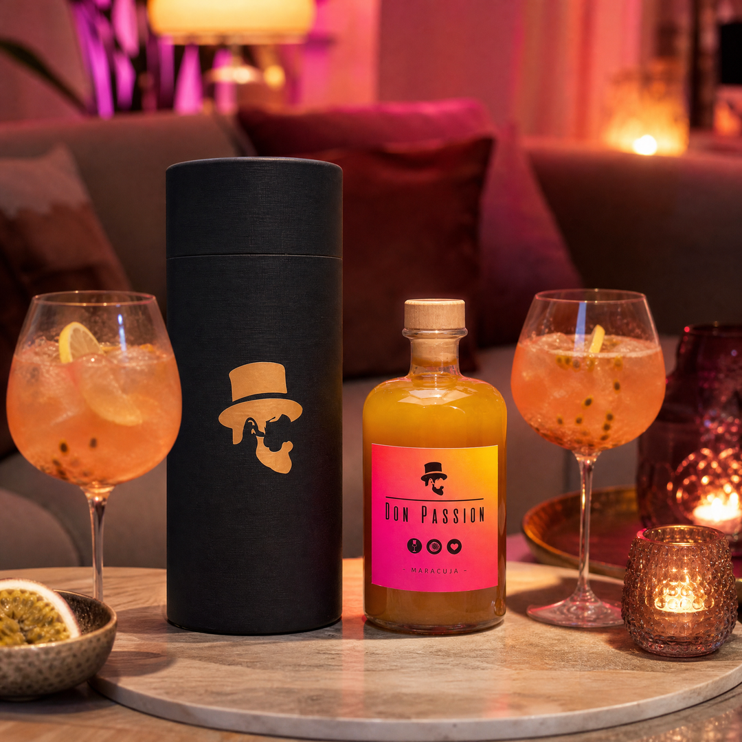 Don Passion Geschenkbox beim Mädelsabend mit zwei Gläsern Spritz