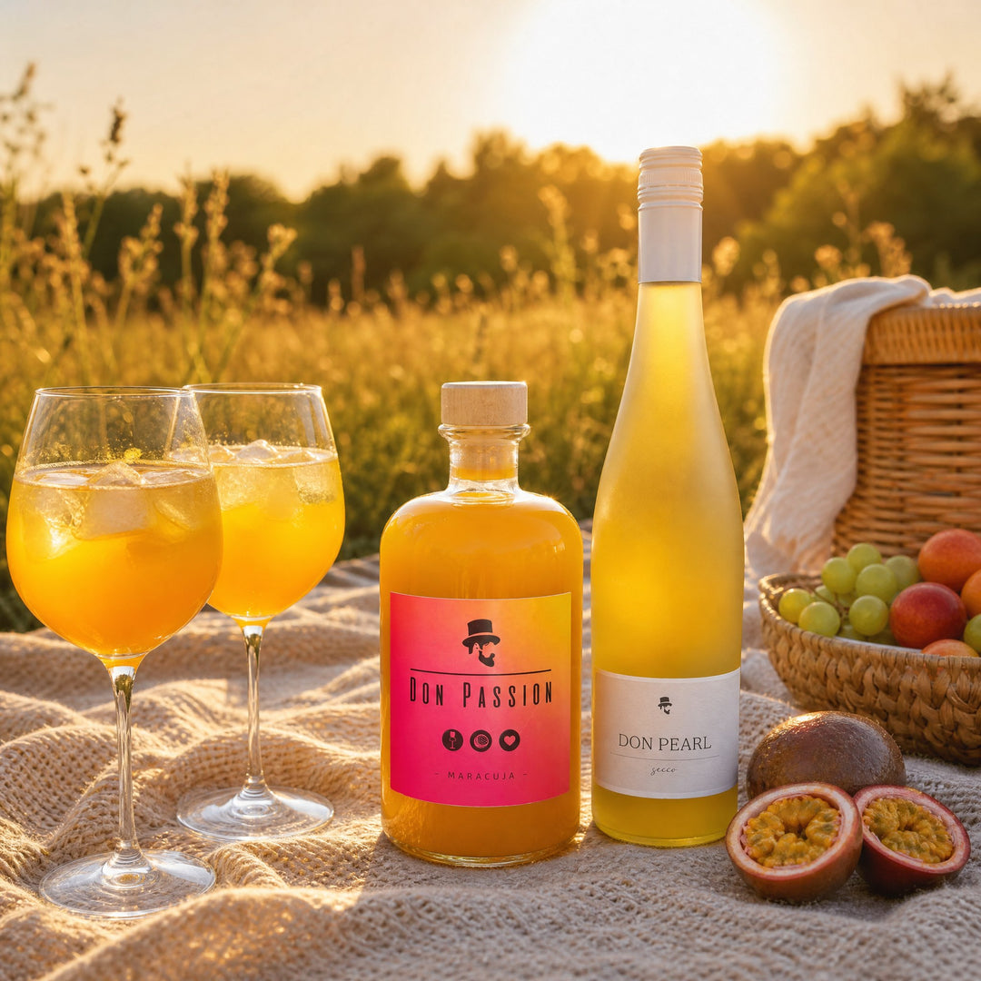 Passion Spritz beim Picknick im Sonnenuntergang mit Don Passion und Don Pearl