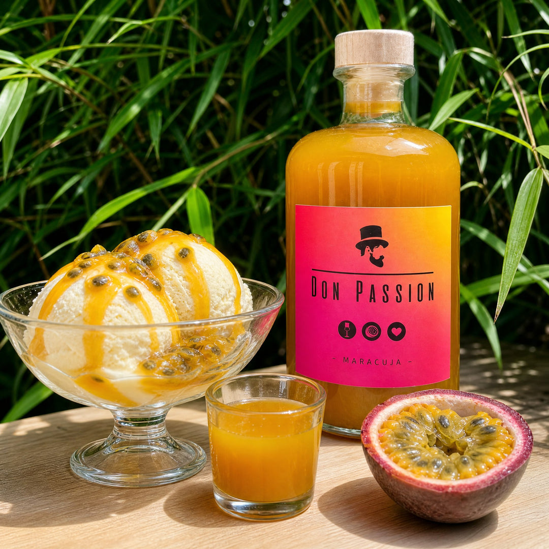 Vanilleeis mit Don Passion und frischer Maracuja